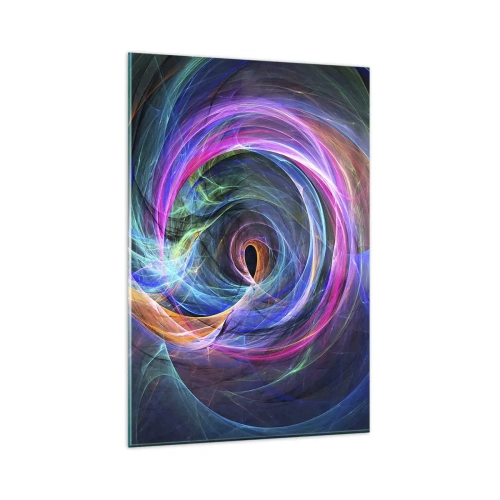 Obraz na szkle - Abstrakcyjny wir kolorów w odcieniach fioletu, różu i błękitu - 80x120cm - Dokąd mnie zaprowadzisz? - Nowoczesna dekoracja ścienna do salonu i sypialni ARTTOR
