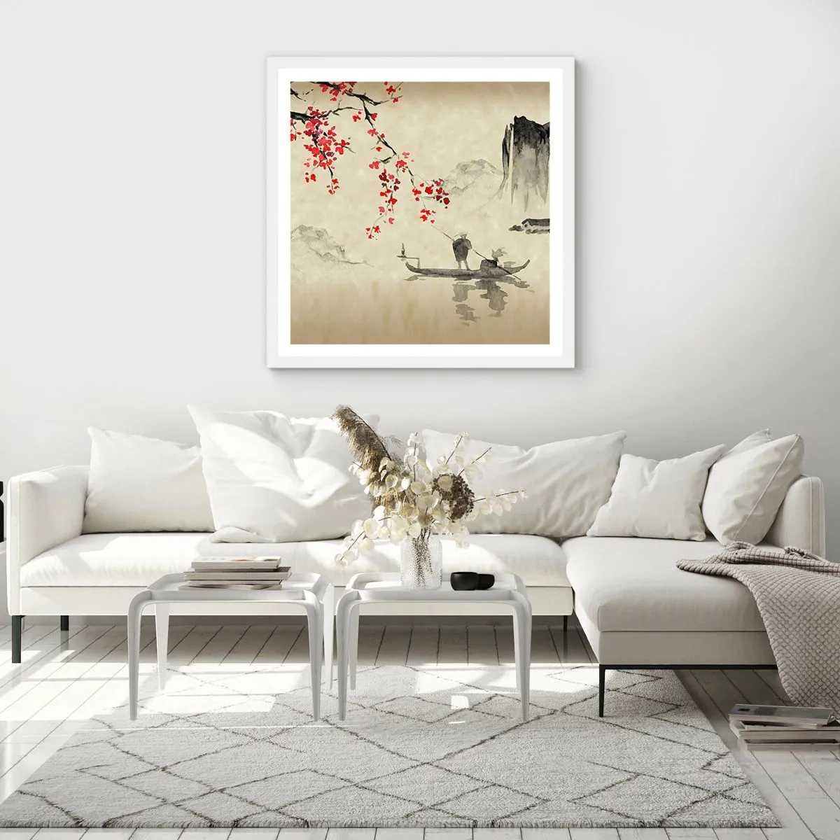 Plakat w białej ramie - W kraju kwitnącej wiśni - 30x30 cm