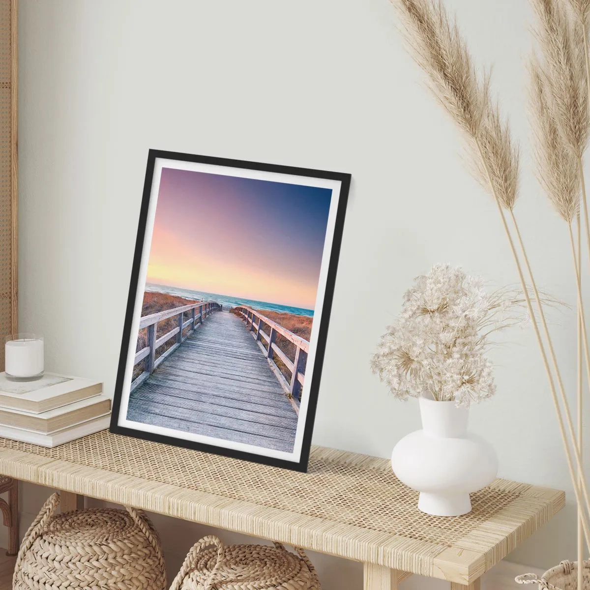 Plakat w czarnej ramie - Bałtycka wieczorna zorza - 70x100 cm