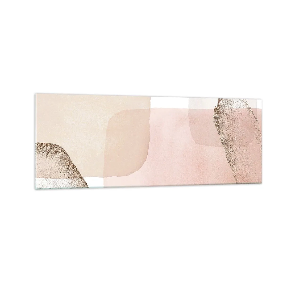 Obraz na szkle - Pastelowe plamy z elementami złota - 140x50cm - Spojrzenie przez kolor - Nowoczesna dekoracja ścienna do salonu i sypialni ARTTOR