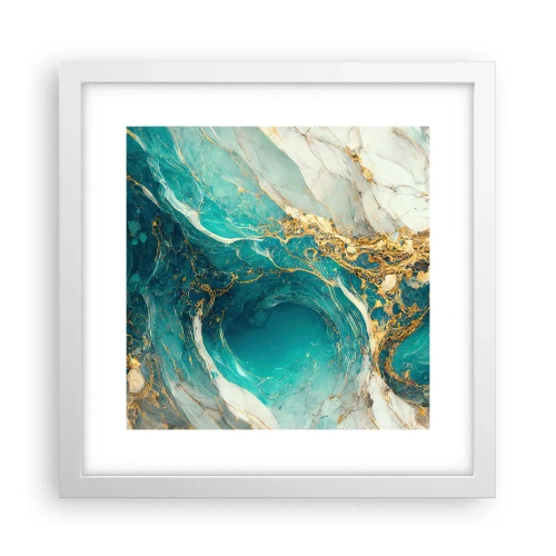 Plakat w białej ramie - Kompozycja z żyłami złota - 30x30 cm