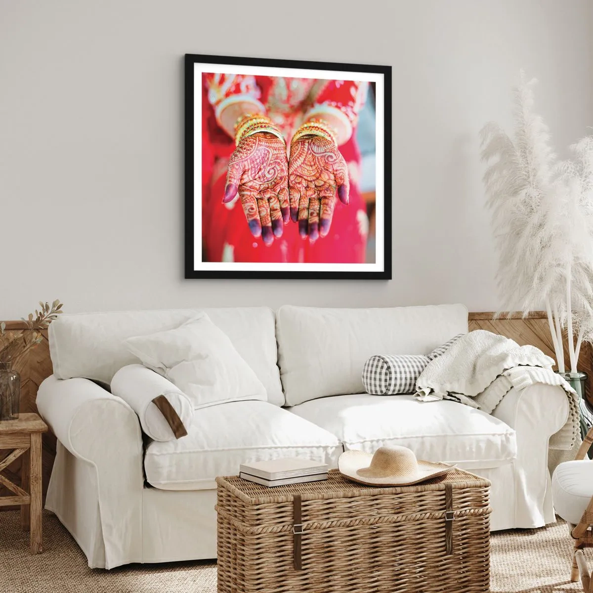 Plakat w czarnej ramie - Gotowa złapać szczęście - 50x50 cm