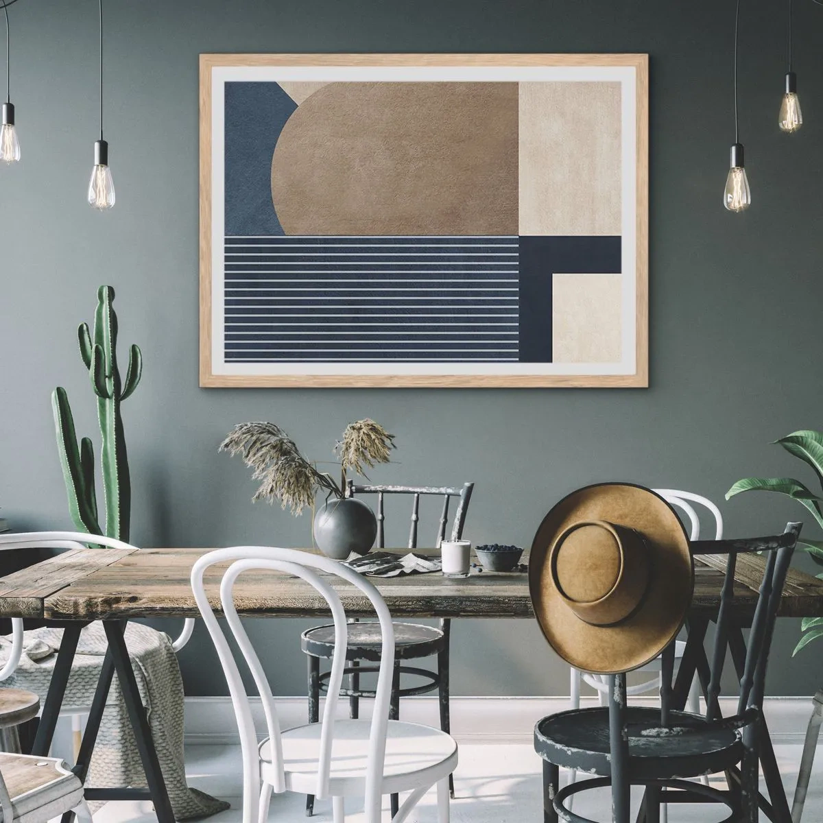 Plakat w ramie jasny dąb - Kompozycja prostoty i krągłości - 100x70 cm