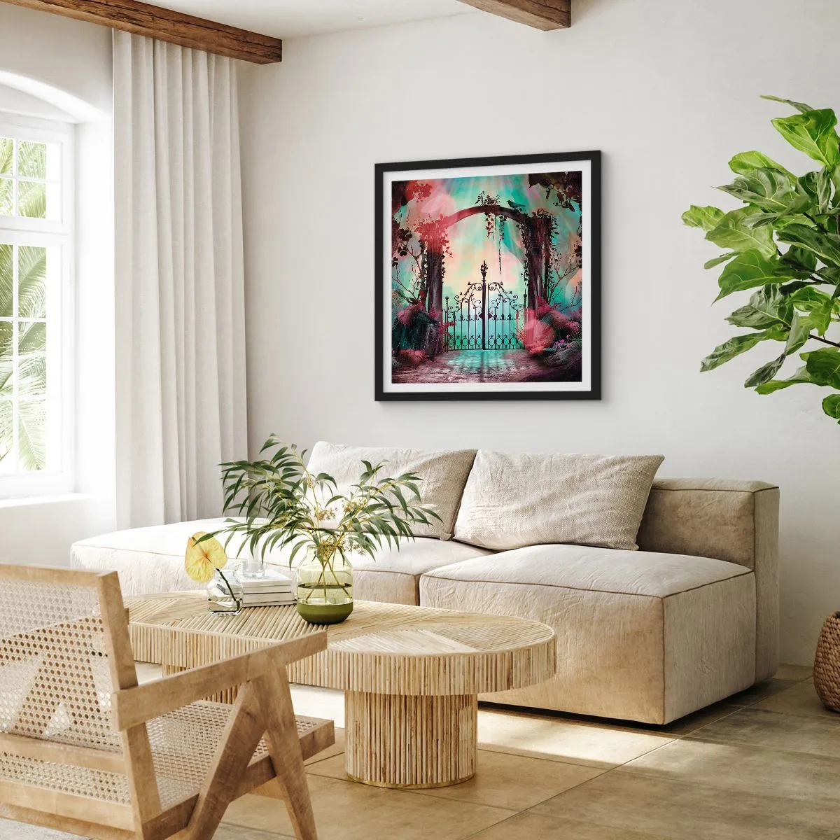 Plakat w czarnej ramie - Tajemniczy ogród - 30x30 cm