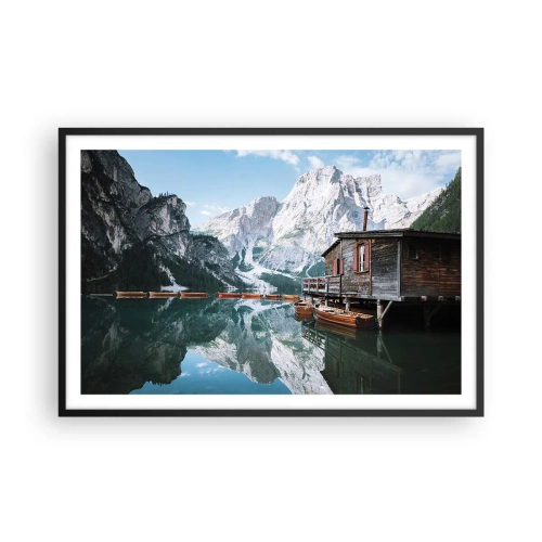 Plakat w czarnej ramie - Krystaliczny, górski poranek - 91x61 cm