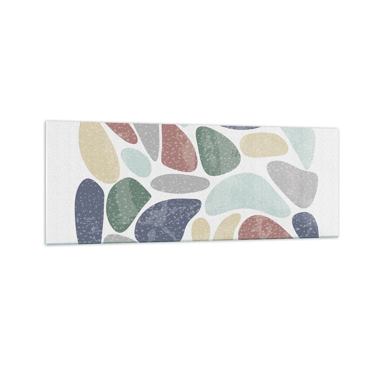 Obraz na szkle - Kolorowe organiczne kształty na białym tle - 140x50cm - Mozaika pudrowanych barw - Nowoczesna dekoracja ścienna do salonu i sypialni ARTTOR
