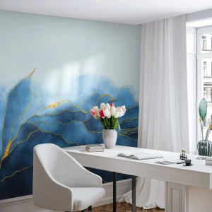 Fototapeta na wymiar Premium Canvas - Błękit w złocie - Luksus, Glamour, Abstrakcja
