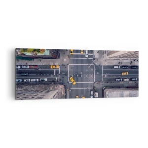 Obraz na płótnie - Widok z lotu ptaka na ruchliwą ulicę miasta - 140x50cm - Prosty wybór - Nowoczesna dekoracja ścienna do salonu i sypialni ARTTOR
