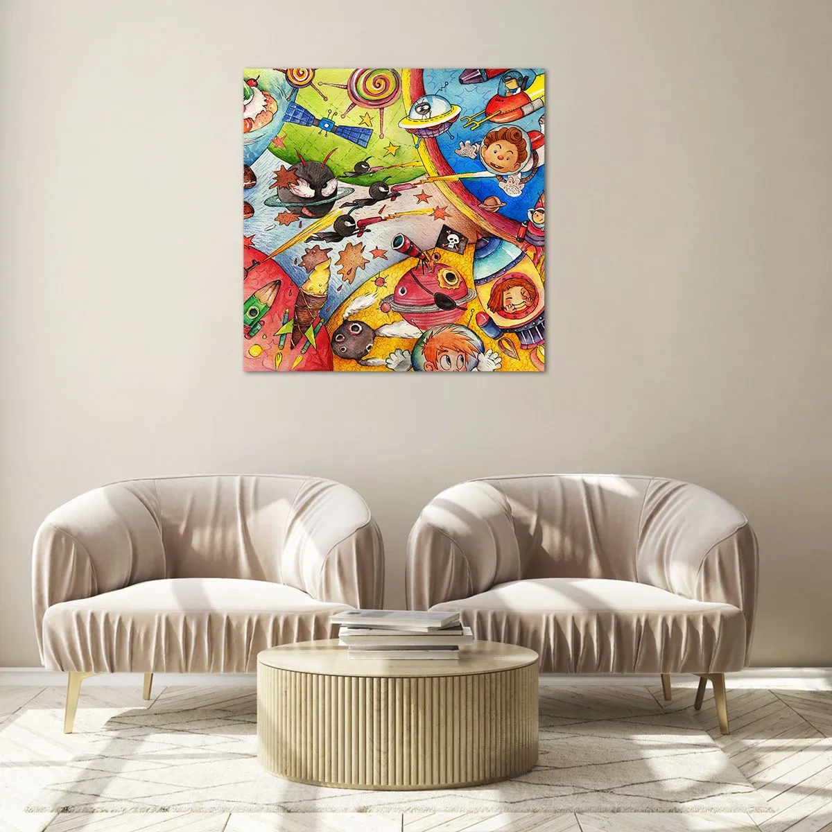 Obraz na szkle - Wielka kosmiczna przygoda - 70x70 cm