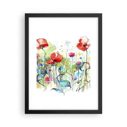 Plakat w czarnej ramie - Kwitnąca majem łąka - 30x40 cm