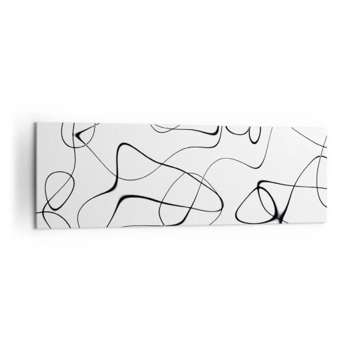 Obraz na płótnie - Abstrakcyjne czarne linie na białym tle w minimalistycznym stylu - 160x50cm - Ścieżki życia, koleje losu - Nowoczesna dekoracja ścienna do salonu i sypialni ARTTOR