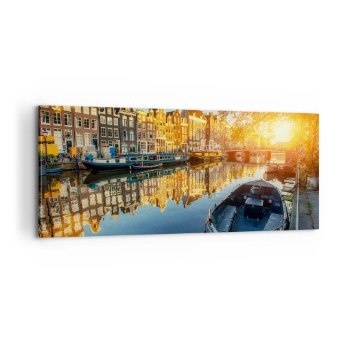 Obraz na płótnie - Poranek w Amsterdamie - 100x40 cm