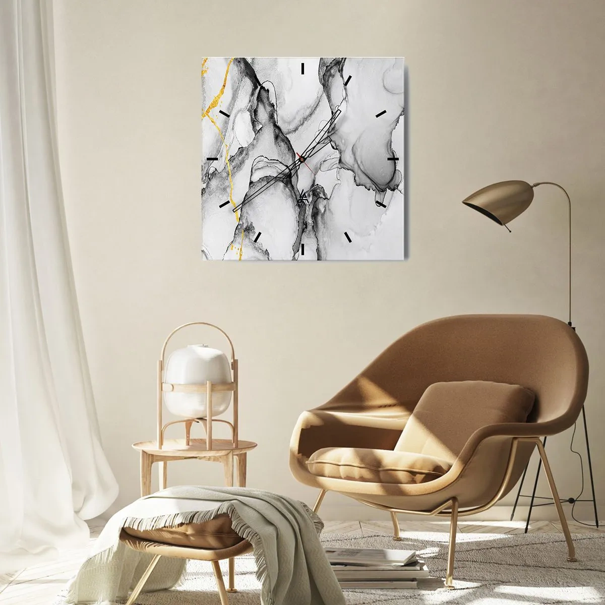 Zegar ścienny - Kompozycja z motywem złota - 30x30 cm