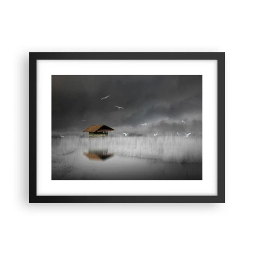 Plakat w czarnej ramie - Schronienie przed deszczem - 40x30 cm