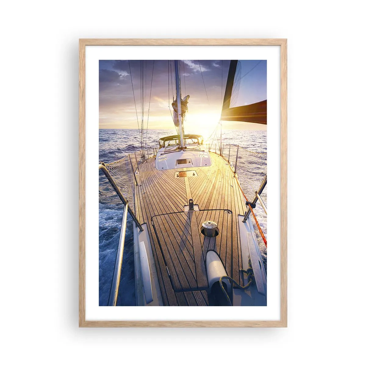 Plakat w ramie jasny dąb - Biegnąca po falach - 50x70 cm