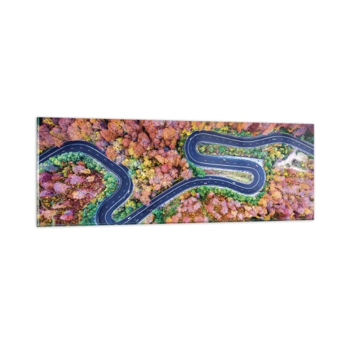 Obraz na szkle - Krętą drogą poprzez las - 90x30 cm