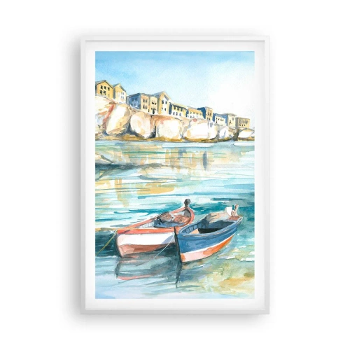 Plakat w białej ramie - Pejzaż w lazurze - 61x91 cm