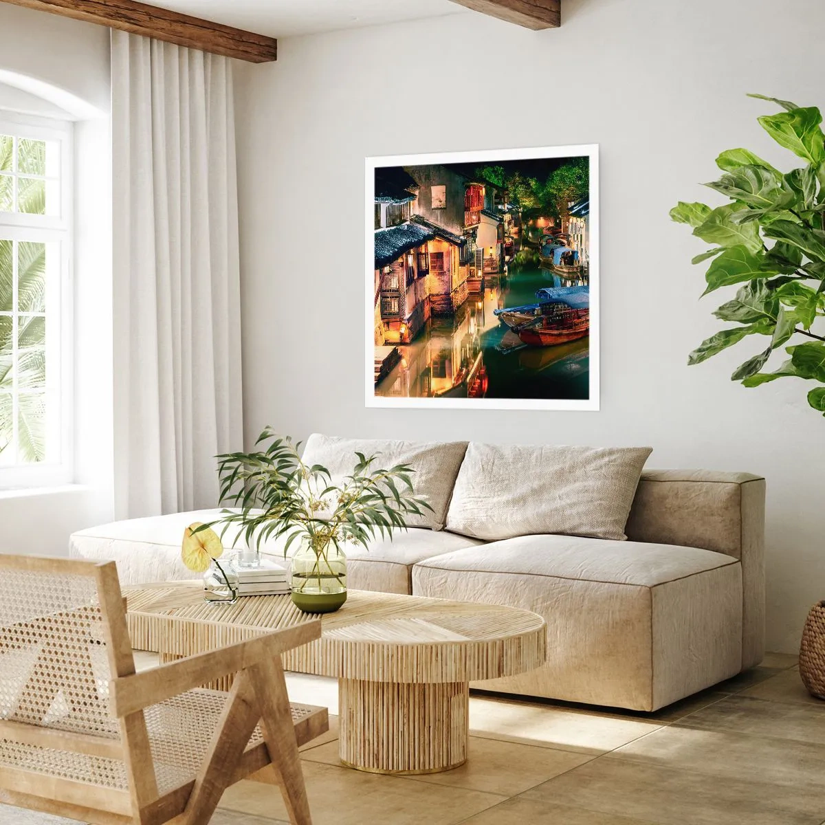 Plakat - Wieczór na chińskiej ulicy - 50x50 cm