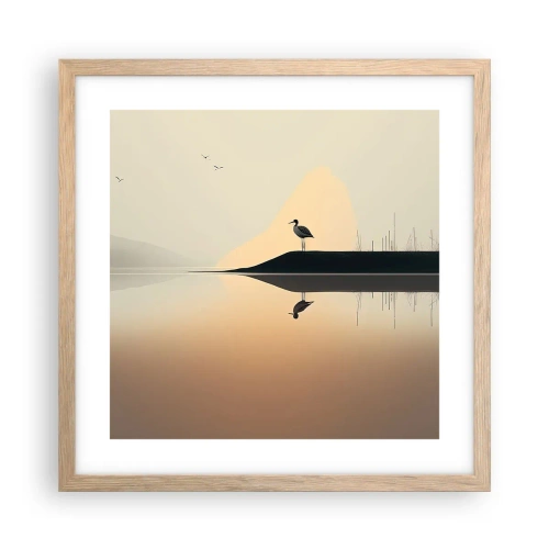 Plakat w ramie jasny dąb - Pan na jeziorze - 40x40 cm