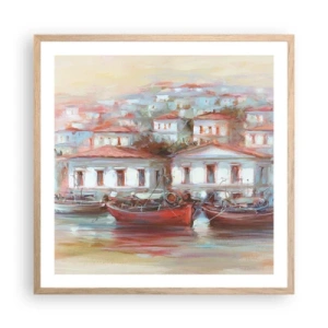 Plakat w ramie jasny dąb - Szczęśliwe miasteczko - 60x60 cm