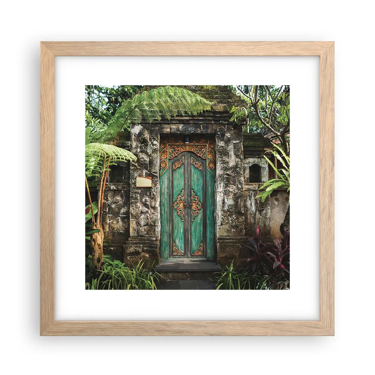 Plakat w ramie jasny dąb - Drzwi do egzotycznego świata - 30x30 cm
