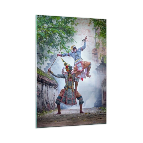 Obraz na szkle - Tradycyjny taniec w scenerii historycznej z żywymi kolorami - 50x70cm - Taniec zabójczo piękny - Nowoczesna dekoracja ścienna do salonu, kuchni i sypialni ARTTOR