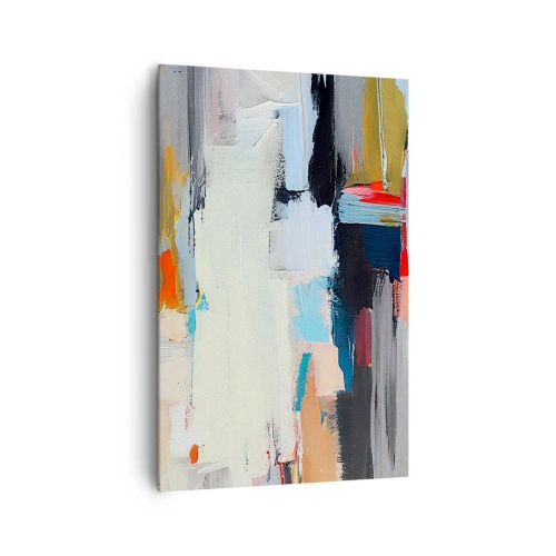 Obraz na płótnie - Kolorowa abstrakcja z dynamicznymi pociągnięciami pędzla - 80x120cm - Jest metoda? - Nowoczesna dekoracja ścienna do salonu i sypialni ARTTOR