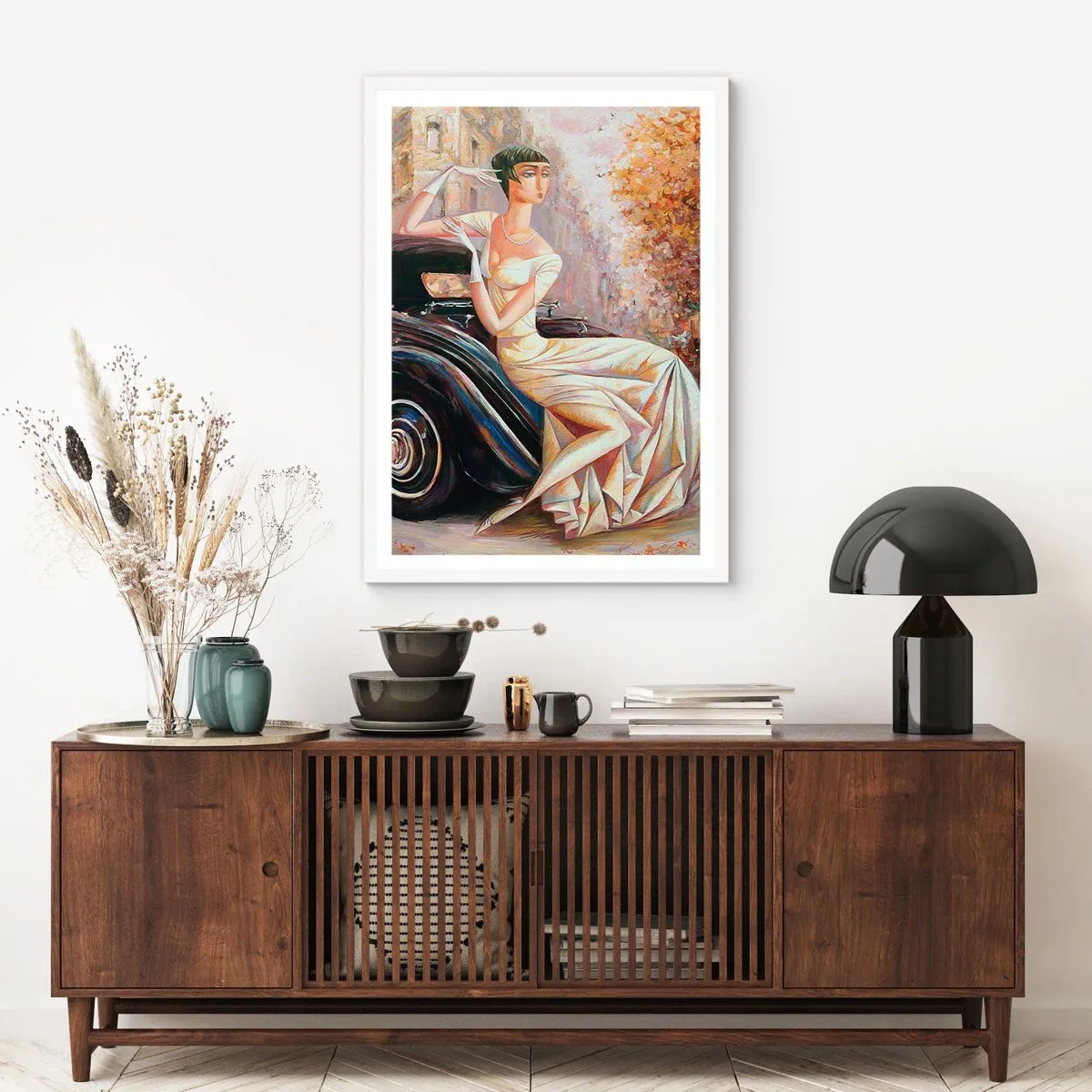 Plakat w białej ramie - Elegancja w stylu retro - 50x70 cm