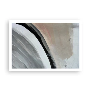 Plakat - Abstrakcyjny łuk w odcieniach czerni, szarości i beżu - 100x70cm - Kompozycja: łuk czerni i szarości - Nowoczesna dekoracja ścienna do salonu i sypialni ARTTOR