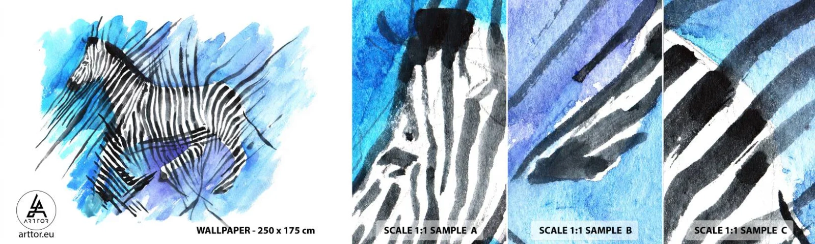 Fototapeta Próbka Samoprzylepna Deluxe Sticker - Ukryta w paskach - Zwierzęta, Zebra, Afryka - 100x30 cm