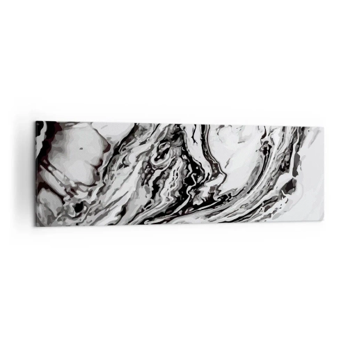 Obraz na płótnie - Abstrakcyjny marmurkowy wzór w czerni i bieli - 160x50cm - Na poczatku był chaos - Nowoczesna dekoracja ścienna do salonu i sypialni ARTTOR