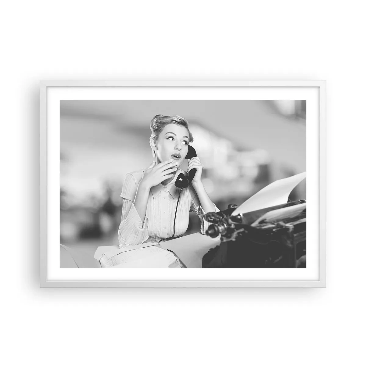 Plakat w białej ramie - Halo, tu lata 50. - 70x50 cm