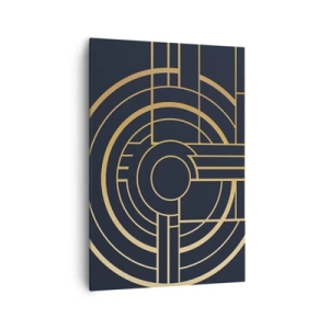 Obraz na płótnie - Geometryczny wzór z liniami w złotym kolorze - 70x100cm - Obroty rzeczy - Nowoczesna dekoracja ścienna do salonu i sypialni ARTTOR