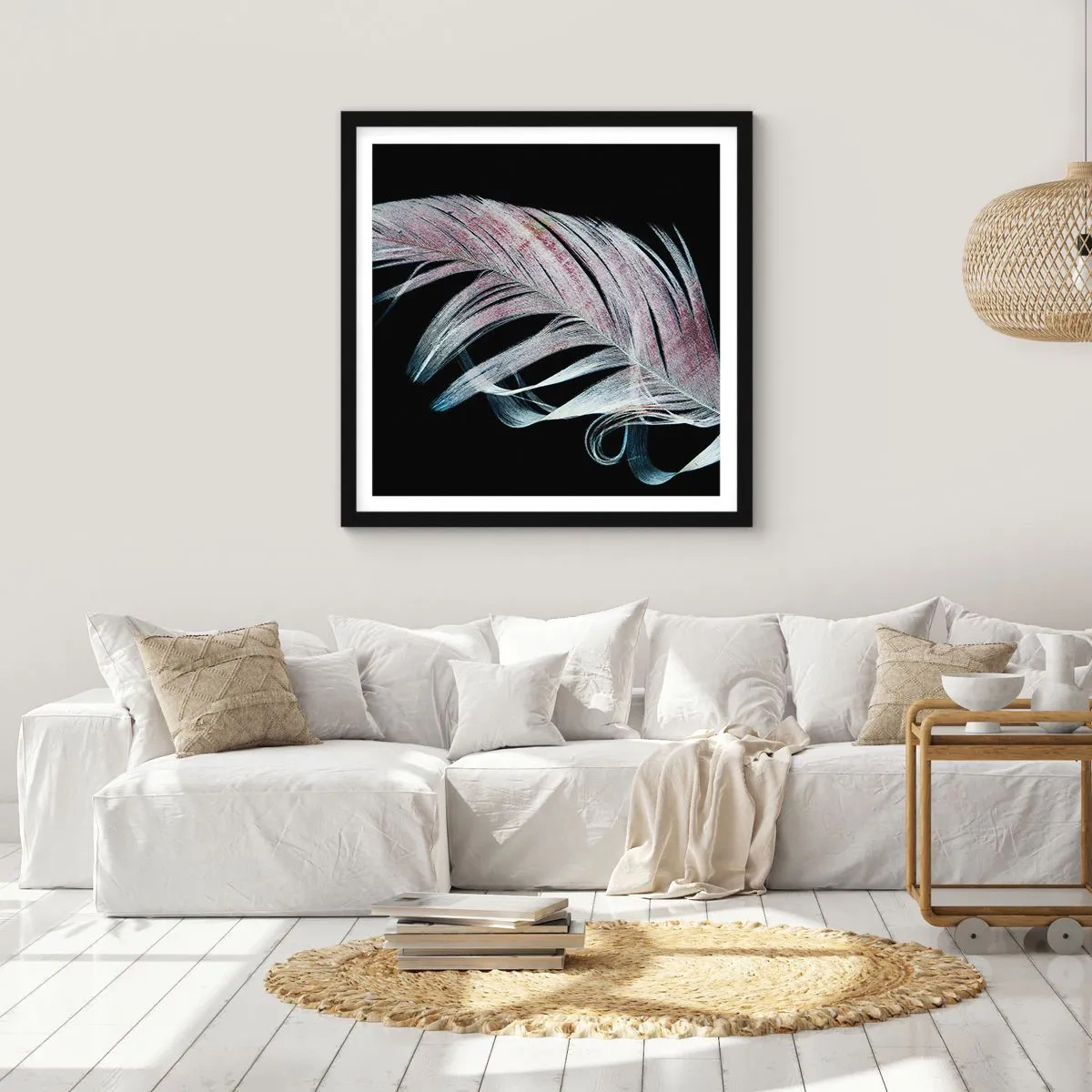 Plakat w czarnej ramie - Pomyśl o dotyku - 60x60 cm