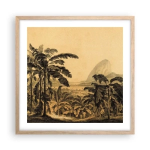 Plakat w ramie jasny dąb - w kolonialnym klimacie - 50x50 cm