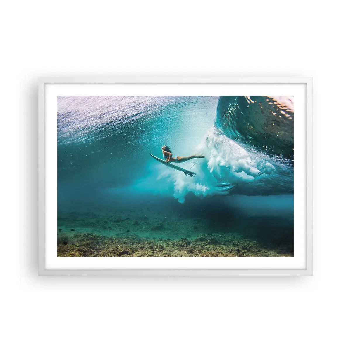 Plakat w białej ramie - Podwodny świat - 70x50 cm