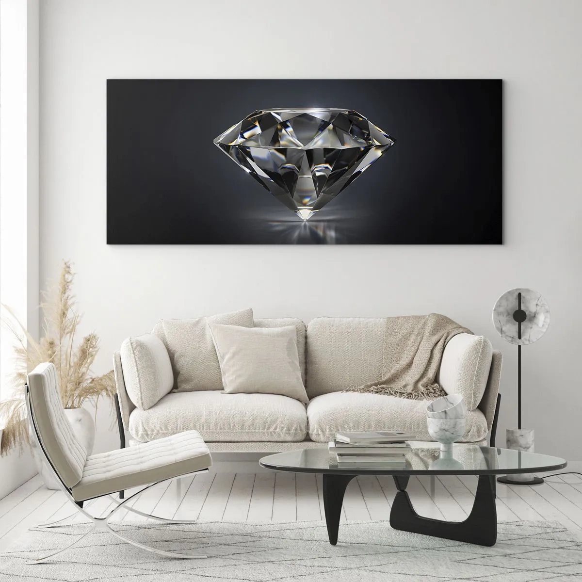 Obraz na szkle - Diament na ciemnym tle w artystycznym ujęciu - 120x50cm - Best girls friend - Nowoczesna dekoracja ścienna do salonu i sypialni ARTTOR