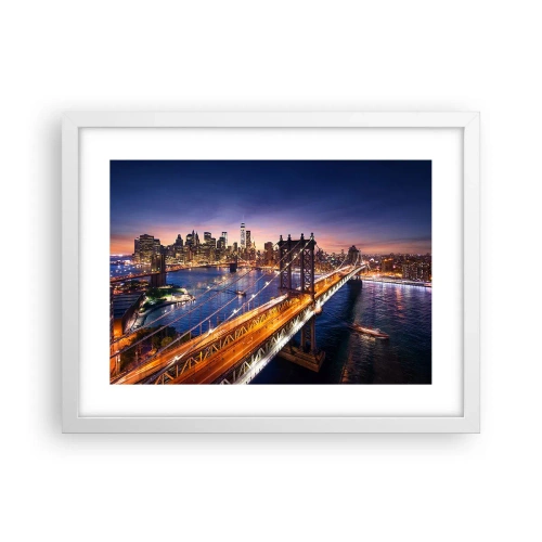 Plakat w białej ramie - Świetlistym mostem do serca miasta - 40x30 cm