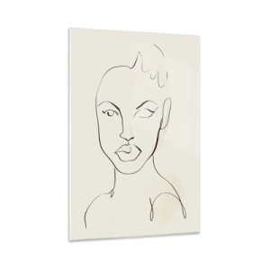 Obraz na szkle - Minimalistyczny szkic twarzy kobiety - 80x120cm - Zarys zmysłowości - Nowoczesna dekoracja ścienna do salonu i sypialni ARTTOR