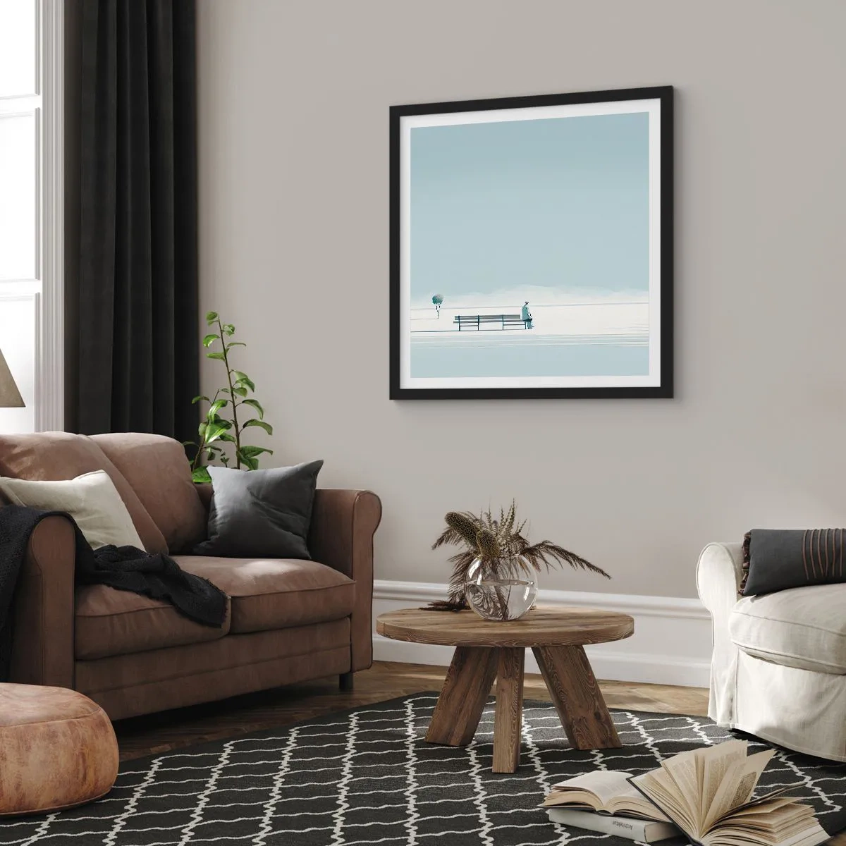 Plakat w czarnej ramie - Tak, czekam. - 60x60 cm