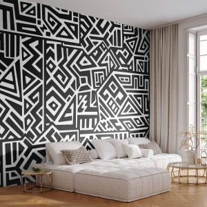 Fototapeta Premium Sand - Kompozycja prekolumbijska - Abstrakcja, Sztuka, Czarno-Biały - 450x315 cm