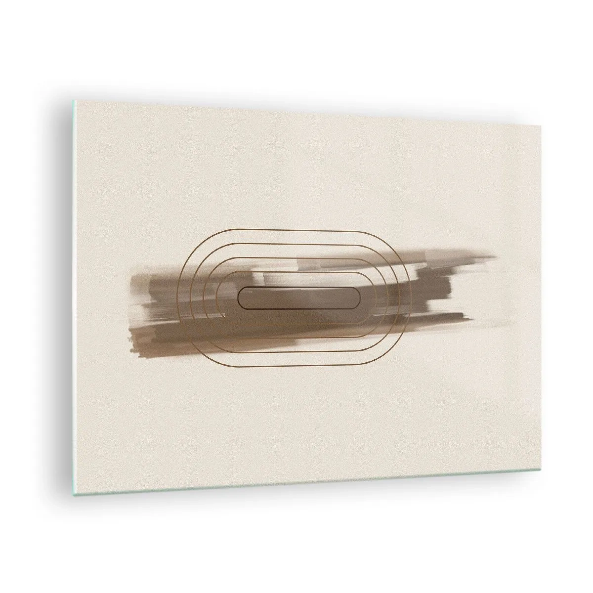 Obraz na szkle - Abstrakcja w odcieniach brązu z minimalistycznym wzorem - 70x50cm - Powiew szarości - Nowoczesna dekoracja ścienna do salonu i sypialni ARTTOR