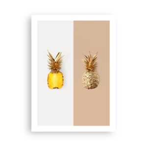 Plakat - Minimalistyczna kompozycja dwóch ananasów - 50x70cm - Ananas dla nas - Nowoczesna dekoracja ścienna do salonu, kuchni i sypialni ARTTOR