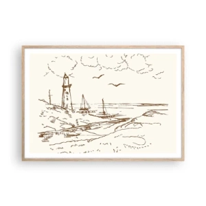 Plakat w ramie jasny dąb - Zarys wspomnienia lata - 100x70 cm