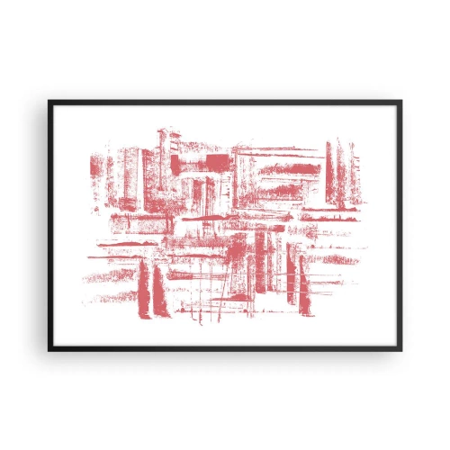 Plakat w czarnej ramie - Abstrakcyjne różowe tekstury na białym tle - 100x70cm - Czerwone miasto - Nowoczesna dekoracja ścienna do salonu i sypialni ARTTOR