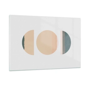 Obraz na szkle - Minimalistyczne geometryczne wzory w pastelowych kolorach - 120x80cm - Koło za kołem - Nowoczesna dekoracja ścienna do salonu, kuchni i sypialni ARTTOR