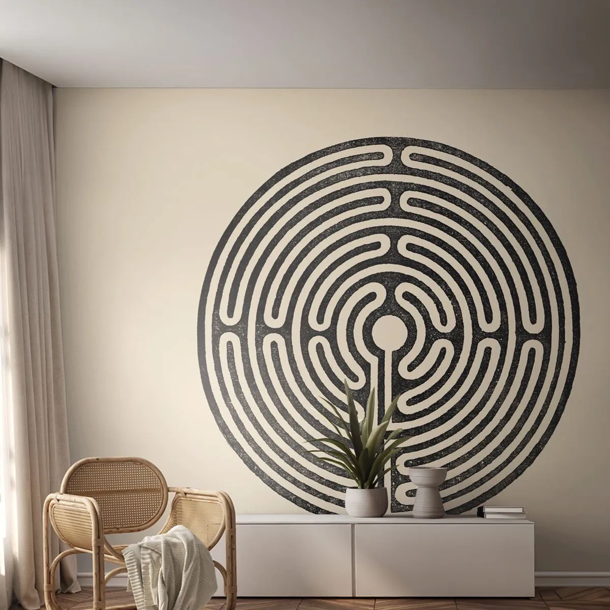 Fototapeta Premium Canvas - Tajemniczy porządek - Labirynt, Minimalizm, Czarno-Biały - 400x280 cm