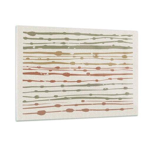 Obraz na szkle - Kolorowe linie i plamy układające się w rytmiczną kompozycję - 120x80cm - Muzyczny zapis barw - Nowoczesna dekoracja ścienna do salonu, kuchni i sypialni ARTTOR