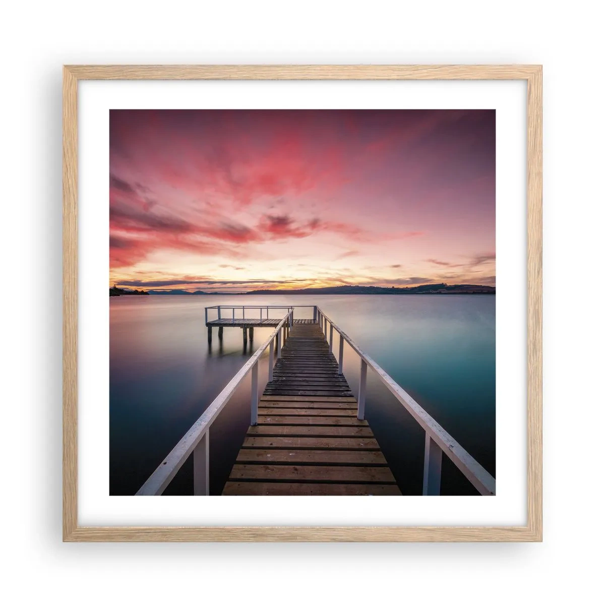 Plakat w ramie jasny dąb - Łagodny płomień wieczoru - 50x50 cm