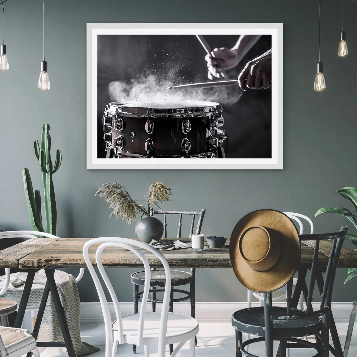 Plakat w białej ramie - Puls muzyki - 100x70 cm